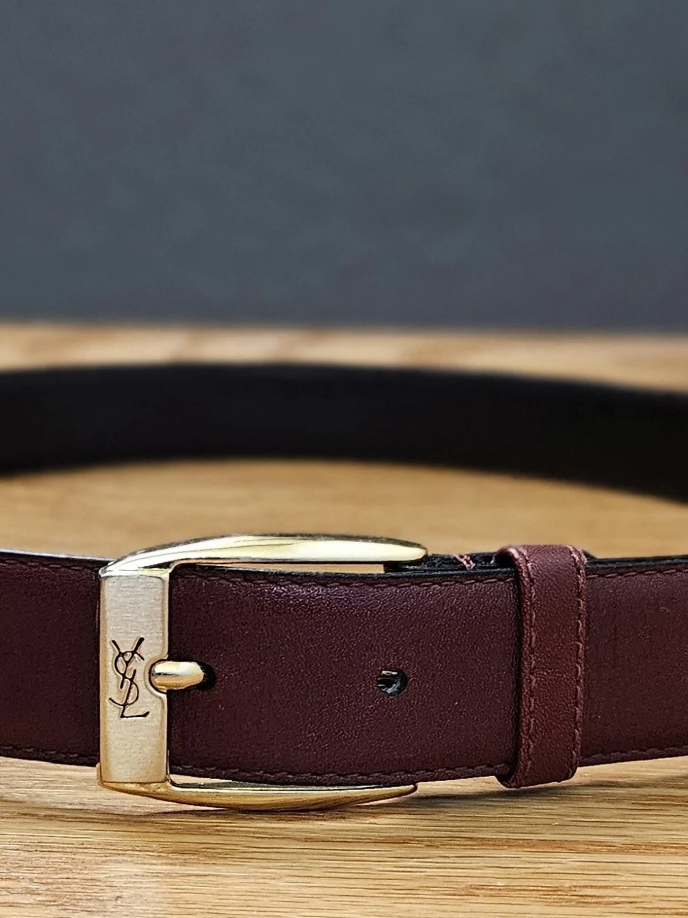 VINTAGE Yves Saint Laurent CASSANDRE ,CHERRY MORELLO LEATHER BELT